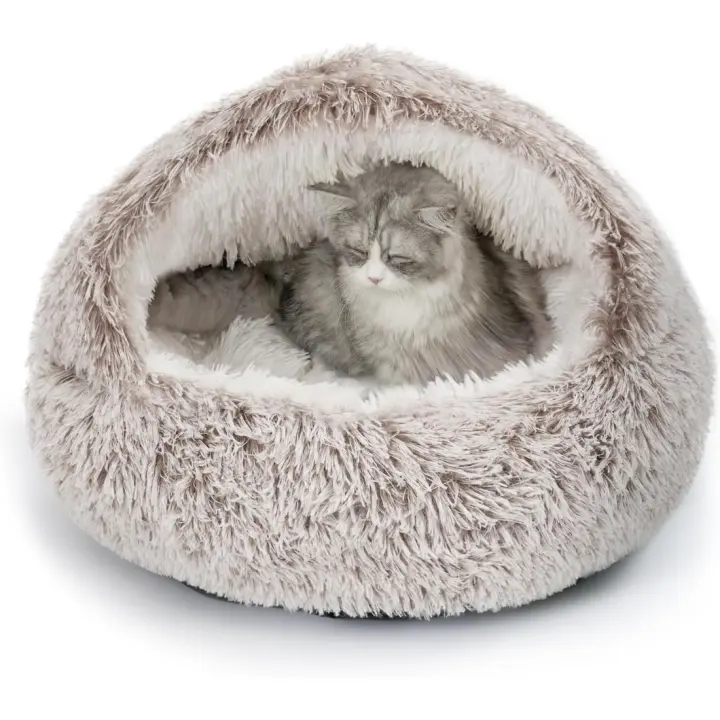 Cama de Mascotas Redonda Lavable Fondo Antideslizante, Resistente al Estrés, Adecuada para Gatos, Perros Pequeños - 1