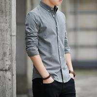Camisa Casual para Hombre de Manga Larga de Oxford Estilización Coreana, Adelgazante, Suaviza tu Silueta, Novedad 2025 - details 1