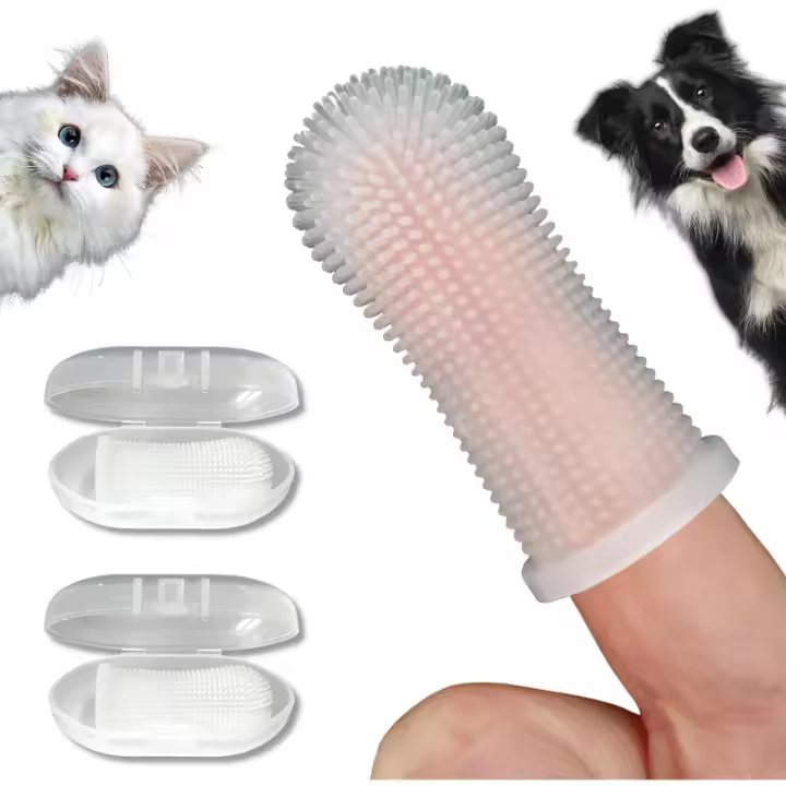 Juego de 2 |   Cuchillo de dientes y estuche de almacenamiento |   Silicona no tóxica |   Cuchillo de dientes para Perros, Gatos y Perros (transparente) - 1