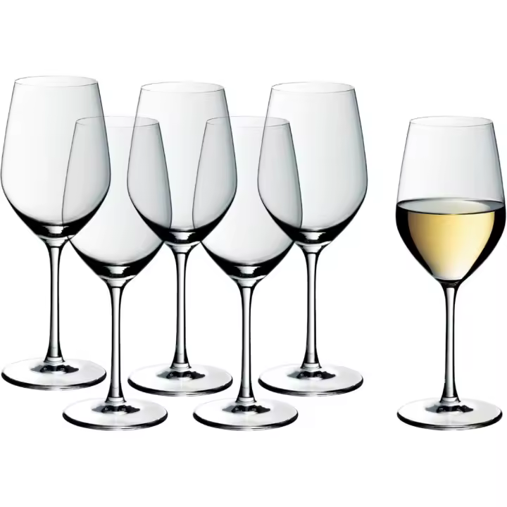 Juego de 6 Copas, Cristal templado resistente, apto para lavajillas, Vino Blanco - 1