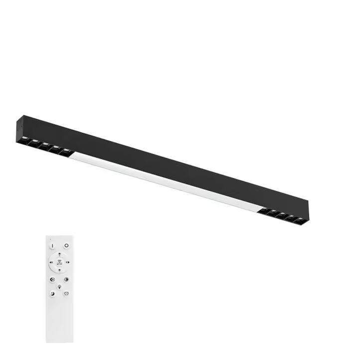 CBJKTX Lámpara de techo LED negra 25W Lámpara de sala de estar regulable moderna larga con control remoto 80CM para oficina dormitorio - 1