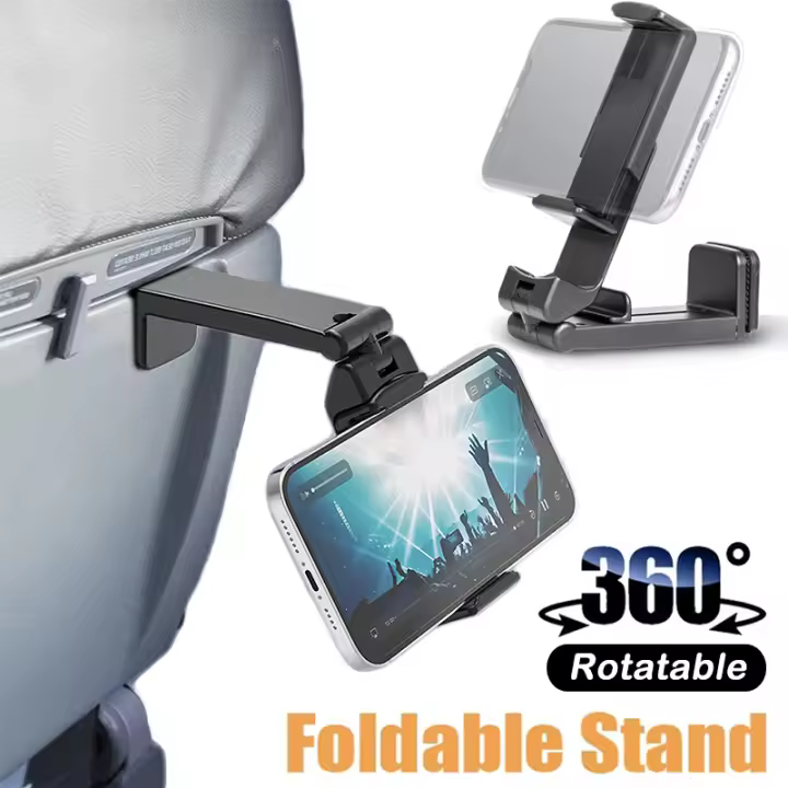Soporte de teléfono móvil multifuncional, soporte de viaje portátil para asientos de avión y tren, soporte de viaje plegable y rot - 1