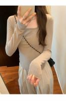 Camiseta ajustada de algodón para mujer, Top corto de manga larga, camiseta Sexy blanca Y2k para primavera y otoño - details 61