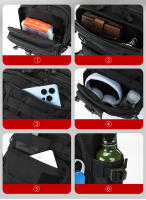 Mochila de Pesca con Soporte para Caña Impermeable de Gran Capacidad Bolsa Táctica Negra para Almacenamiento de Señuelos de Pesca - details 6