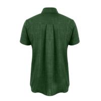 Camisa clásica de manga corta para hombre, camisa informal de Color sólido para vacaciones de verano - details 26