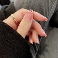 Juego de uñas postizas reutilizables de bailarina larga con estampado de leopardo rosa, 24 Uds. - details 5