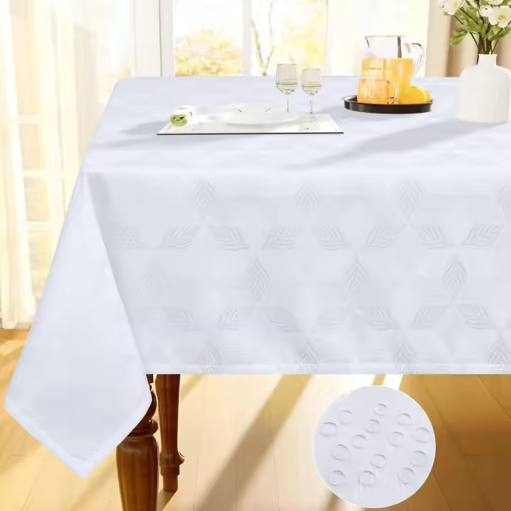 Mantel rectangular para el hogar Olanli, sábana de jacquard tejida de color banquete, estampado floral, mantel de poliéster gris - 1