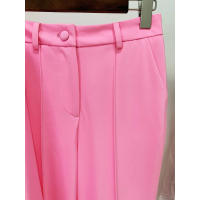 Conjunto de Traje Blazer de Dos Piezas Rosa Talla Grande, Top de Botón, Pantalón Lápiz para Oficina - details 7