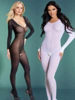 Cuerpo completo transparente de malla para mujer sexy, ropa ajustada transpirable, ropa interior elástica - details 0
