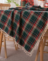 Mantel de Mesa de Cuadros a Cuadros con Borla Cubierta de Mesa sin Arrugas Lavable para Navidad, Fiestas y Año Nuevo - details 27
