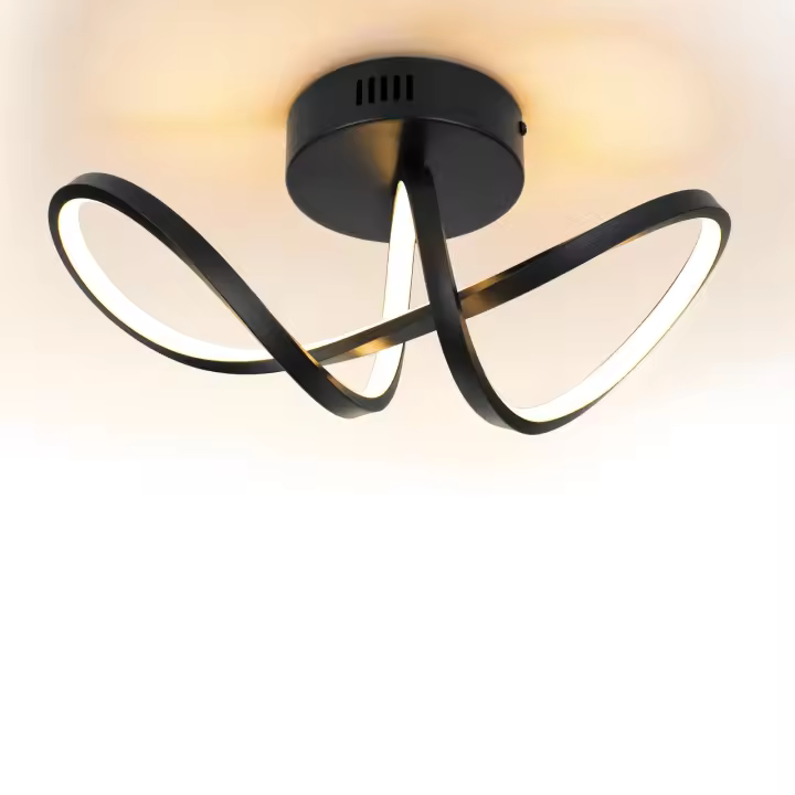 CBJKTX Luz de techo LED moderna para sala de estar, negra, 12W, interior, 3000K, LED blanco cálido, integrada permanentemente - 1