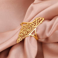 Anillo de Acero Inoxidable Dorado con Mapa de Palestina Ajustable para Hombres y Mujeres - details 3