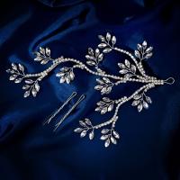 Pinza para el pelo de novia de cristal de estilo francés, forma de ramas, horquilla plateada para novia, tocado de boda de perlas de lujo, accesorios para novia - details 2