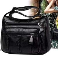 Bolso de mano negro multicapa de gran capacidad para mujer, práctico bolso cruzado de un solo hombro de gran capacidad - details 12