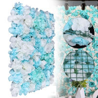 Panel de flores artificiales para pared, telón de fondo de seda azul para decoración al aire libre, para boda, 12 piezas - details 0