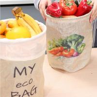 Bolsa de almacenamiento de frutas lavable, bolsa de almacenamiento de lino de imitación reciclable resistente al desgaste, bolsa plegable con cordón para cocina, decoración del hogar, 2 uds. - details 5