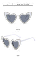 Gafas de sol personalizadas para mujer, conjunto de diamantes de amor, decoración de corazón de melocotón, Bola de moda, nuevo - details 12