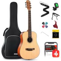 4/4 para Adulto Principiantes Guitarra Kit Mini Jumbo Cutaway 40 Pulgadas con Pickup Bolsa Cuerda Afinador Negro - details 13