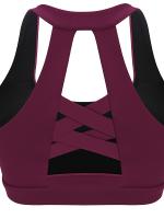 Tops cortos de manga corta para mujer, camisa deportiva de Yoga fucsia cruzada - details 1