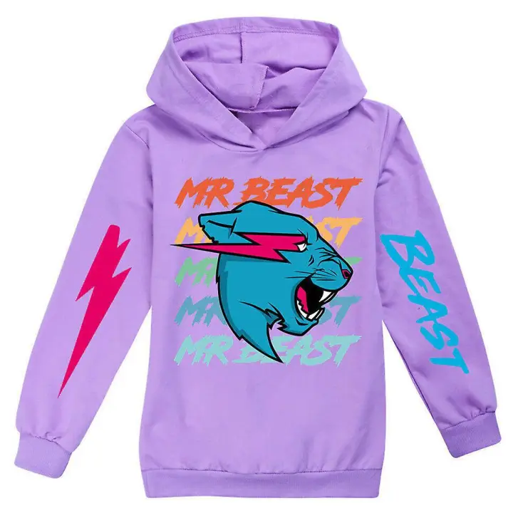 Sudadera con Capucha de Gato Rayo Mr Beast Moda Infantil Casual para Niños y Niñas de 7 a 14 Años - 1