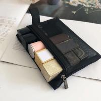 Neceser de viaje con cremallera para mujer, bolsa de maquillaje de malla transparente negra, organizador de almacenamiento, bolsa de cosméticos informal - details 17