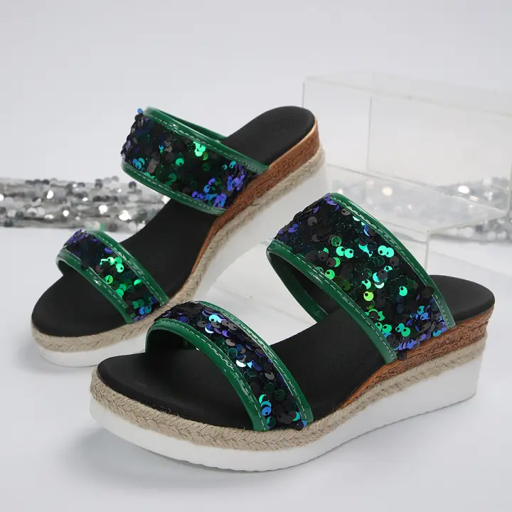 zapatos de zapatilla de tacón de cuña de verano para mujer - 1