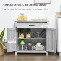 Buffet 1 Cajón 2 Puertas Estante Interior Ajustable Mueble Auxiliar Decorativo Comedor 80x397x80 cm Gris - details 3