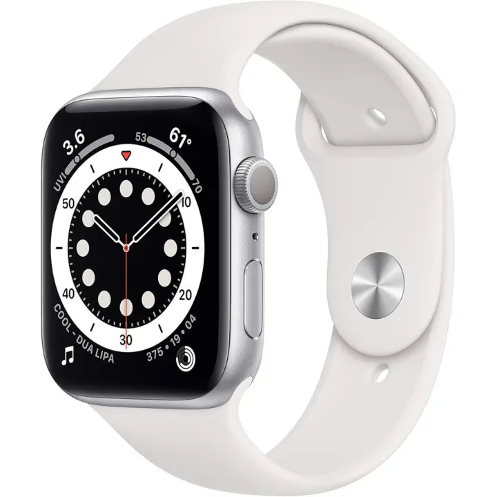 Apple Watch Series 6 (GPS, 44 mm) - Caja de aluminio plateado con correa deportiva blanca (renovada) - 1