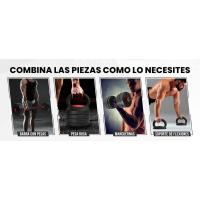 Juego de Mancuernas Ajustables 4 en 1 con Barra Recta de Conexión, Discos