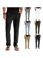 Pantalones casuales para hombre, cintura elástica suelta de gran tamaño, algodón versátil, chándal de color sólido - details 0