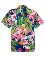 Verano hawaiano impreso en 3D con plantas coloridas y ropa de mujer, camisa de manga corta de playa, informal de moda para hombre - details 9