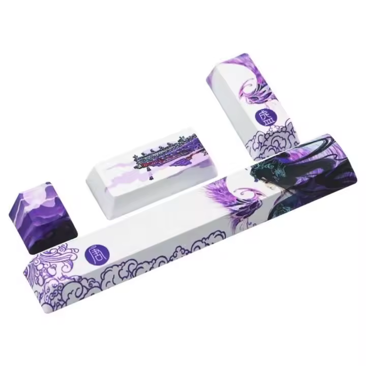 Tecla subcama de tinte, 4 teclas, barra espaciadora 6.25U, teclado Nical personalizado Pbt, belleza para perfil de dinastía Tang, tema púrpura P9jb - 1