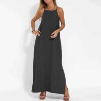 Traje formal de mujer, vestido largo bohemio liso con tirantes divididos, moda casual para el verano 2024 - details 6