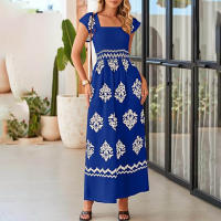 Mono bohemio para mujer, mangas estampadas, cintura alta, mono de pierna ancha, con bolsillos, 2025 - details 2