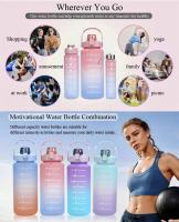 Juego de 3 botellas térmicas, botella de agua, 2 L + 800ml + 300ml sin BPA con pajita para mujeres y hombres - details 1