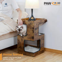 PAWZ Road Camita para gatos con dos grandes condominios, almohadilla rascadora, rascadora para gato desmontable, casa de madera para gatos con tapetes mullidos, muebles para gatos y juguetes para gatos - details 2