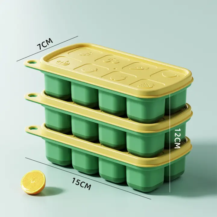 Molde para Hielo de Silicona con Tapa Forma de Fruta Cuadrada para Cocina y Bebidas Ideal para Whisky y Cocteles - 1