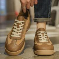 Nuevas zapatillas informales de cuero versátiles para hombre con cordones de alta calidad, zapatos clásicos, logotipo de marca de lujo único - details 7