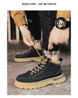 Zapatos de cuero para hombre, ropa de trabajo informal Retro británica, botines bajos de media caña, plantilla con cierre de botón, PU para invierno - details 14