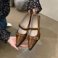 Nuevo tacón bajo puntiagudo versátil palabra con zapatos individuales de tacón grueso zapatos Lizhen - details 2