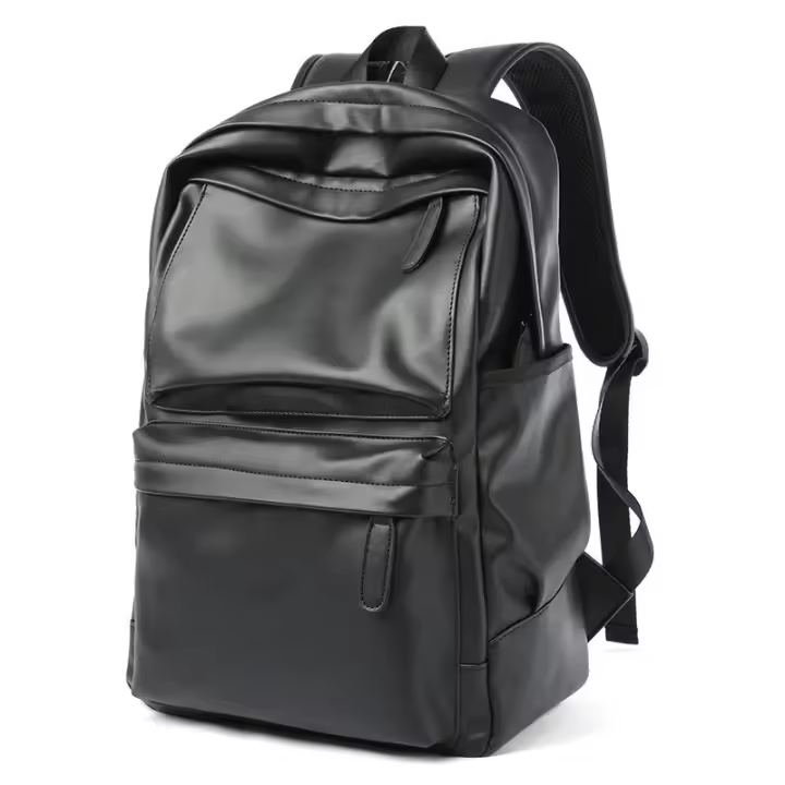 Mochila de viaje de cuero PU para hombre, morral escolar de negocios de color sólido, a la moda, novedad de 2022 - 1