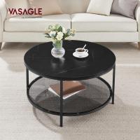 Centro, Mesita de Salón, de Mármol de Imitación Redonda, Estante de Vidrio Templado, Montaje Fácil, Estilo Moderno, Blanco Mármol y Dorado Claro LCT072W59 - details 22