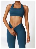 Conjunto de Yoga 2 Piezas Deporte para Mujeres Ropa de Gimnasio con Sujetador Deporte Mallas Cintura Alta Shorts Yoga Leggings Traje de Fitness Material Exterior de Nylon - details 4