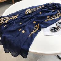 Otoño Invierno moda bordado anacardo Floral viscosa chal bufanda de mujeres indias cálido Pashmina Hijab y envolturas musulmanas Sjaal - details 15