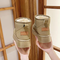 Zapatos informales cálidos de nieve de felpa corta para mujer, botas de gamuza con parte inferior plana, invierno, 2023 - details 17
