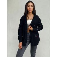 Suéter de punto suelto con cuello en V para mujer, ropa de abrigo bordada, estética, recién llegado - details 9