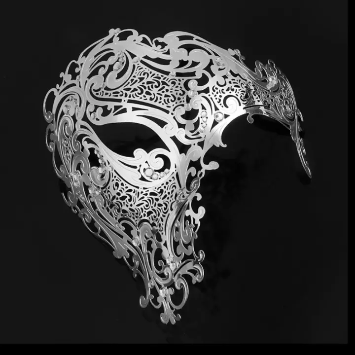 Máscara de Metal de media cara para baile de graduación, suministros de diamantes de imitación para Halloween, Cosplay, baile, mascarada, Calavera, fiesta - 1
