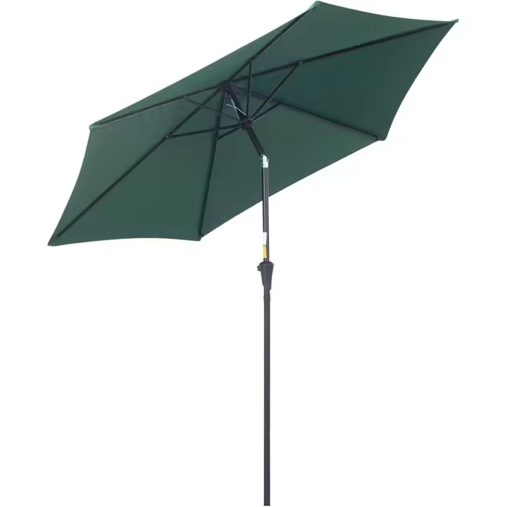 Sombrilla de Jardín Reclinable con Manivela y 6 Varillas de Metal para Terraza Exterior Balcón Crema - 1