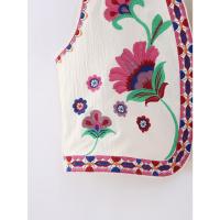 Chaleco Floral bordado Vintage para mujer, chaleco abierto sin mangas, Top corto informal de verano - details 7