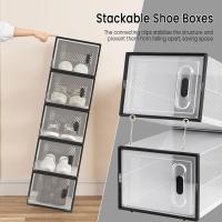 18X Cajas de Zapatos de Plástico Cajas Transparentes Apilables y Plegables para Zapatos Organizador para Zapatos en Guardarropa Caja Almacenaje de Zapatos con Tapa Frontal - details 5
